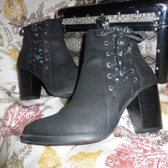 Fall Sale- Black Heeled zippered Ankle Booties  sz 8.5 &10 - Picture 1 of 10